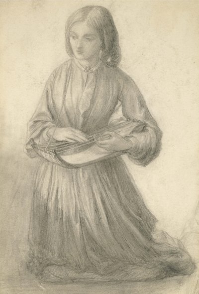 Elizabeth Siddal playing a Stringed Instrument by Dante Gabriel Charles Rossetti